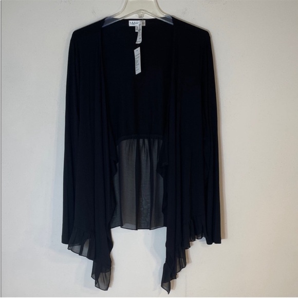 Neiman Marcus Jackets & Blazers - Neiman Marcus Boho Onyx Ruffle 2-Tone Open Front Jacket. Medium. NWT.